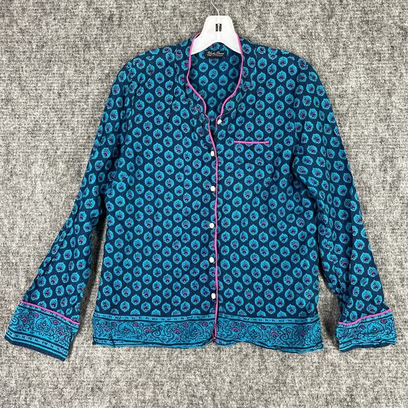 Lucky Brand Womens Pajama Top Medium Button Up‎ Long Sleeve Sleepwear Lounge PJs - Picture 1 of 7